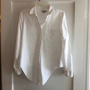 Madewell white tie front long sleeve shirt